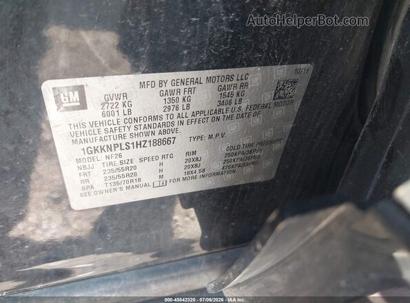 1GKKNPLS1HZ188667 2017 GMC ACADIA Black Շարժիչի բաժամունքի տեսք