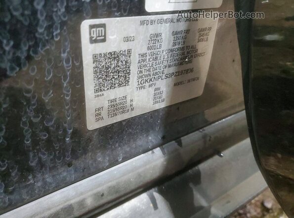 1GKKNPLS3PZ197806 2023 GMC ACADIA Black Вид наклейки з VIN-кодом