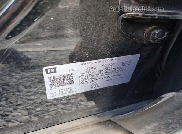 1GKKNPLSXMZ119180 2021 GMC ACADIA Black VIN კოდის სტიკერის ხედი