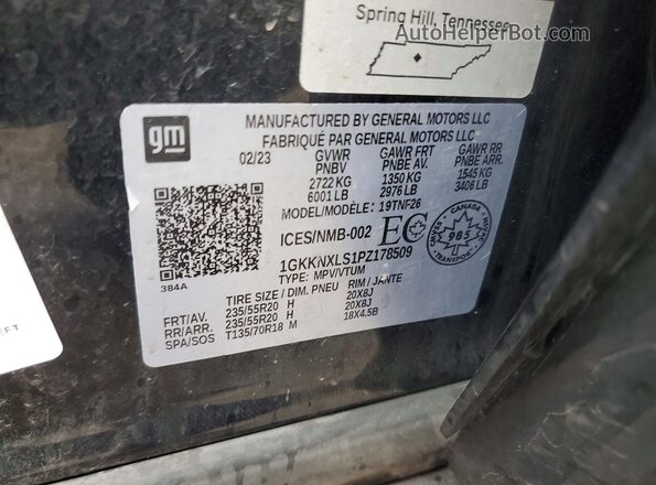 1GKKNXLS1PZ178509 2023 GMC ACADIA Black ძრავის განყოფილების ხედი