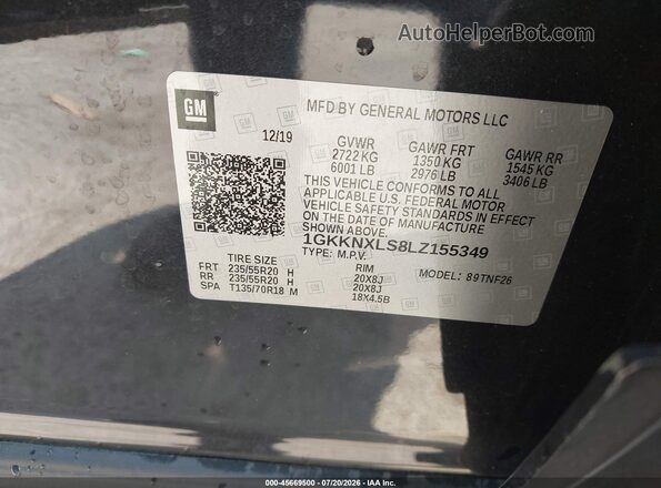 1GKKNXLS8LZ155349 2020 GMC ACADIA Серый Вид подкапотного пространства