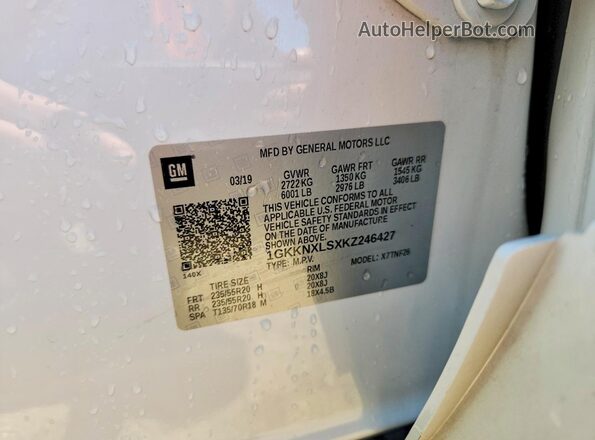 1GKKNXLSXKZ246427 2019 GMC ACADIA White Շարժիչի բաժամունքի տեսք