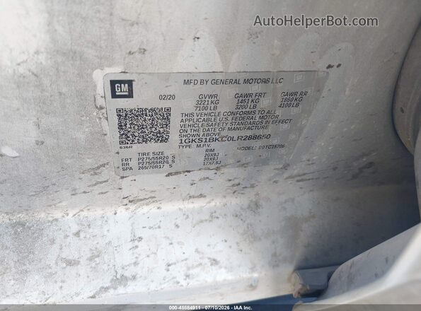 1GKS1BKC0LR288650 2020 GMC YUKON Silver ძრავის განყოფილების ხედი
