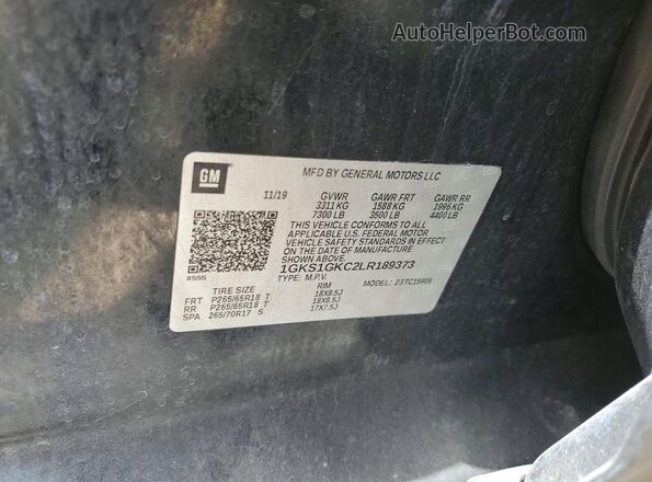 1GKS1GKC2LR189373 2020 GMC YUKON Black 360 interior view