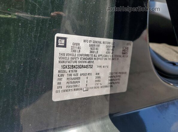 1GKS2BKC6GR445732 2016 GMC YUKON Black VIN sticker view