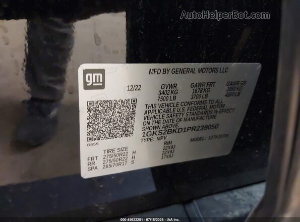 1GKS2BKD1PR239050 2023 GMC YUKON Black Engine compartment view