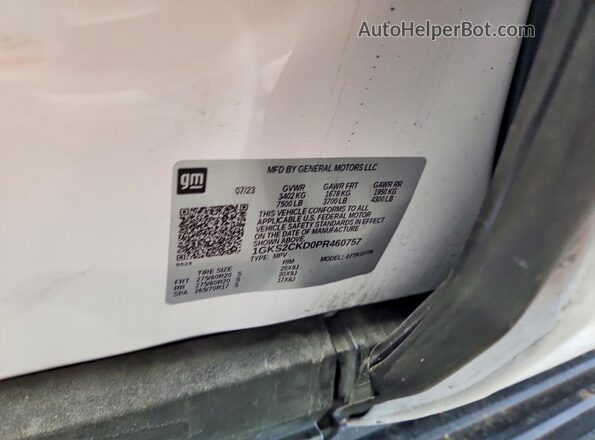 1GKS2CKD0PR460757 2023 GMC YUKON White VIN კოდის სტიკერის ხედი