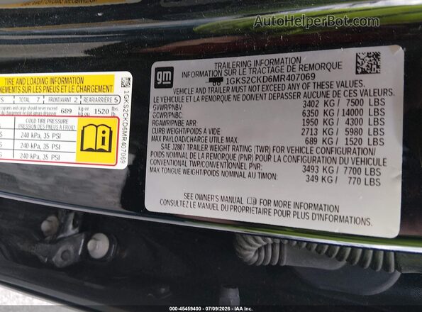 1GKS2CKD6MR407069 2021 GMC YUKON Black Vista del compartimento del motor