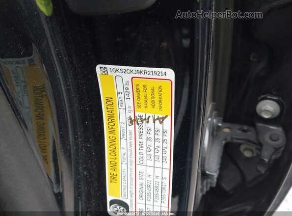 1GKS2CKJ9KR219214 2019 GMC YUKON Черный Вид подкапотного пространства