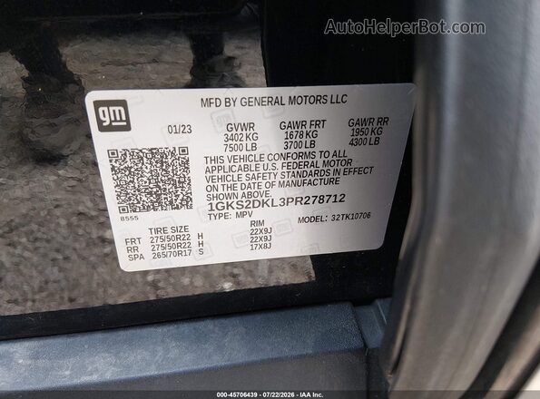 1GKS2DKL3PR278712 2023 GMC YUKON Black Widok komory silnika