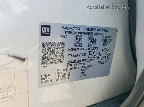 1GKS2EKL6PR162006 2023 GMC YUKON White Vista del compartimento del motor