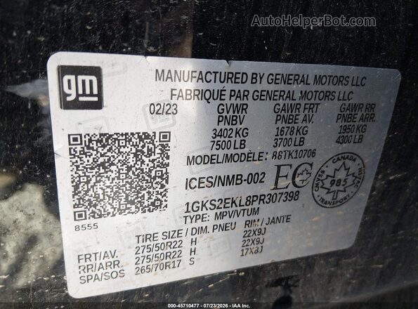 1GKS2EKL8PR307398 2023 GMC YUKON Black ძრავის განყოფილების ხედი