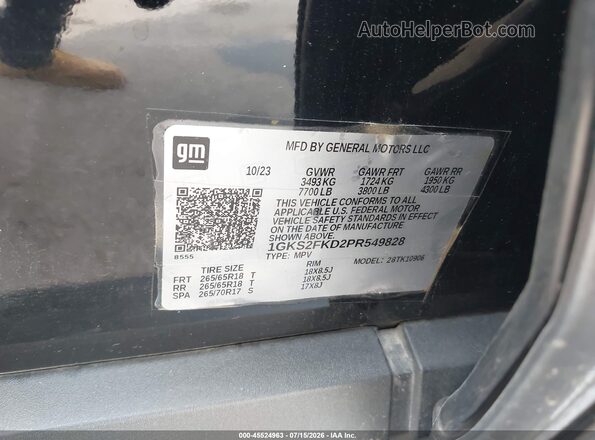 1GKS2FKD2PR549828 2023 GMC YUKON Black Vista del compartimento del motor