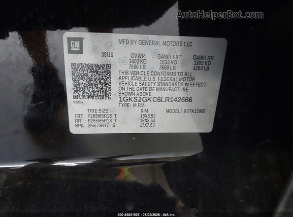 1GKS2GKC6LR142666 2020 GMC YUKON Black Engine compartment view