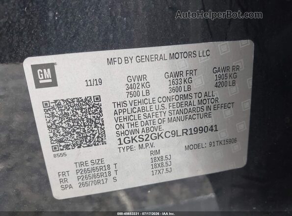 1GKS2GKC9LR199041 2020 GMC YUKON Black Engine compartment view