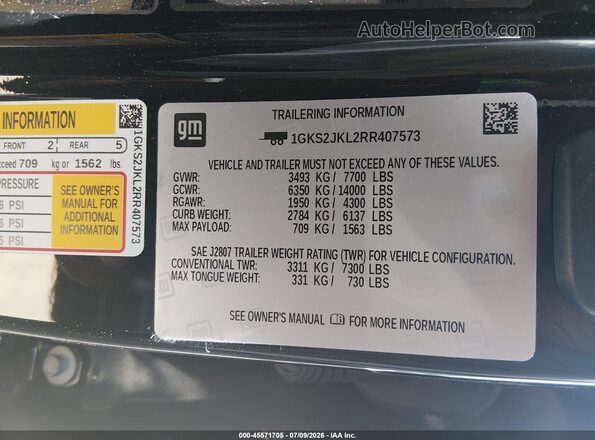 1GKS2JKL2RR407573 2024 GMC YUKON Black Widok komory silnika