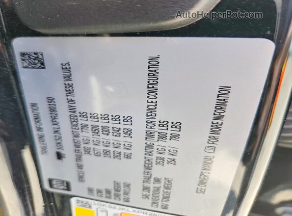 1GKS2JKLXPR280150 2023 GMC YUKON Black VIN կոդի պիտակի տեսք