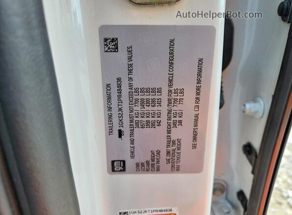 1GKS2JKT1PR484836 2023 GMC YUKON White Панорамний вид салону 360°
