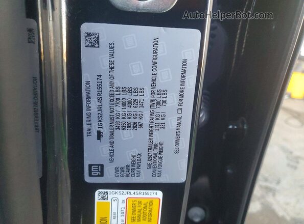 1GKS2JRL4SR155174 2025 GMC YUKON Black Widok naklejki z numerem VIN