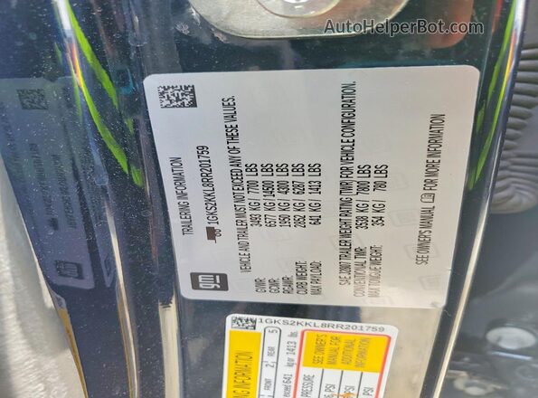 1GKS2KKL8RR201759 2024 GMC YUKON Blue VIN კოდის სტიკერის ხედი