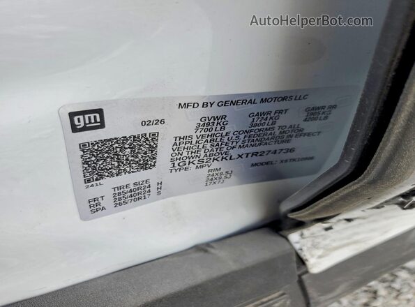 1GKS2KKLXTR274736 2026 GMC YUKON White Engine compartment view