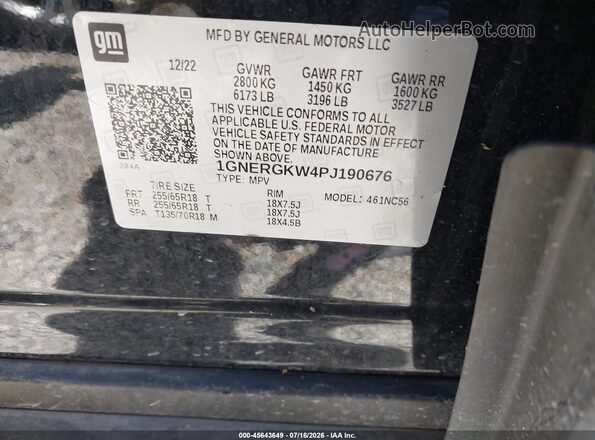 1GNERGKW4PJ190676 2023 CHEVROLET TRAVERSE Black Вид підкапотного простору