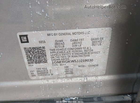 1GNERGKW5JJ219030 2018 CHEVROLET TRAVERSE Серый Вид подкапотного пространства