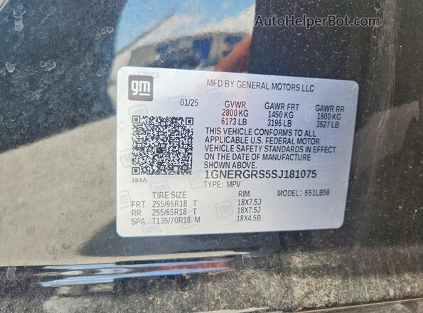 1GNERGRS5SJ181075 2025 CHEVROLET TRAVERSE Black Панорамний вид салону 360°