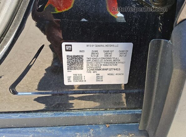 1GNERMKW4PJ274415 2023 CHEVROLET TRAVERSE Black VIN კოდის სტიკერის ხედი