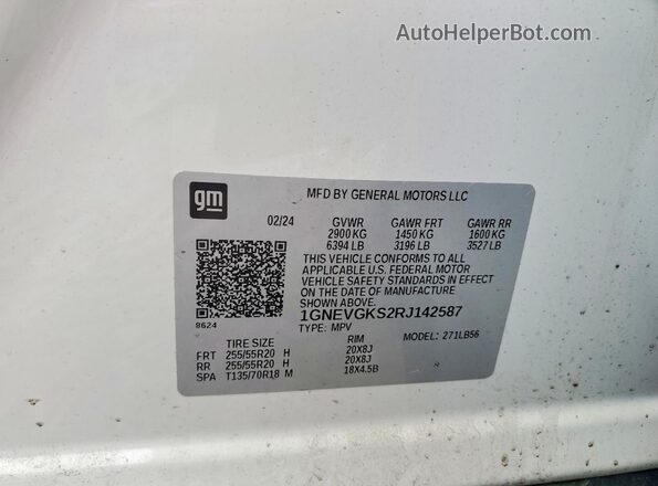 1GNEVGKS2RJ142587 2024 CHEVROLET TRAVERSE White Սալոնի 360 աստիճան տեսք