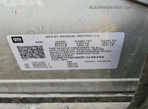 1GNEVGKW0PJ145164 2023 CHEVROLET TRAVERSE Gray Շարժիչի բաժամունքի տեսք