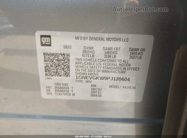 1GNEVGKW9PJ120604 2023 CHEVROLET TRAVERSE Серебряный Вид подкапотного пространства