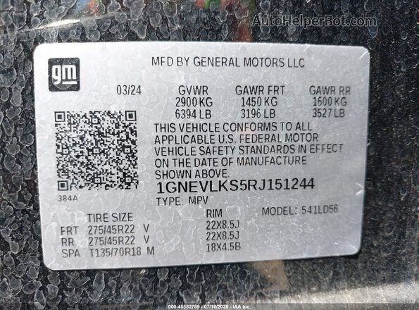 1GNEVLKS5RJ151244 2024 CHEVROLET TRAVERSE Black Vista del compartimento del motor