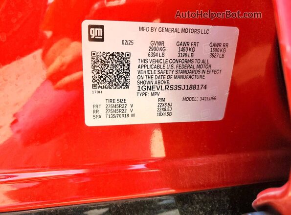 1GNEVLRS3SJ188174 2025 CHEVROLET TRAVERSE Maroon Widok komory silnika