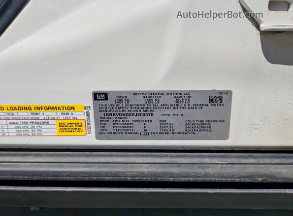 1GNKVGKDXFJ203376 2018 CHEVROLET TRAVERSE White Widok naklejki z numerem VIN