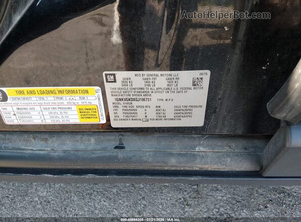 1GNKVGKDXGJ106731 2016 CHEVROLET TRAVERSE Black Widok komory silnika
