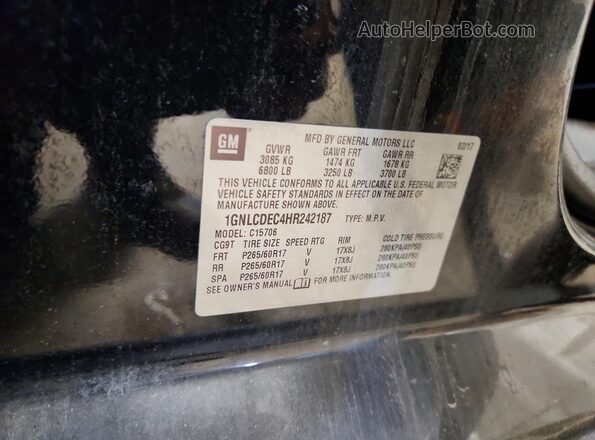 1GNLCDEC4HR242187 2017 CHEVROLET TAHOE Black VIN sticker view