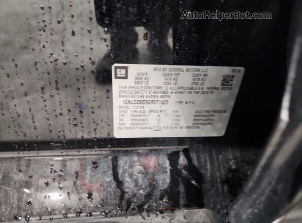 1GNLCDEC8GR371435 2016 CHEVROLET TAHOE Black Вид наклейки з VIN-кодом