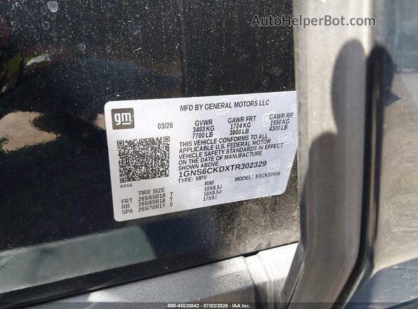1GNS6CKDXTR302329 2026 CHEVROLET SUBURBAN Black Widok komory silnika