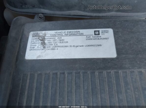 1GNSCAKC8LR194927 2020 CHEVROLET TAHOE Gray ძრავის განყოფილების ხედი