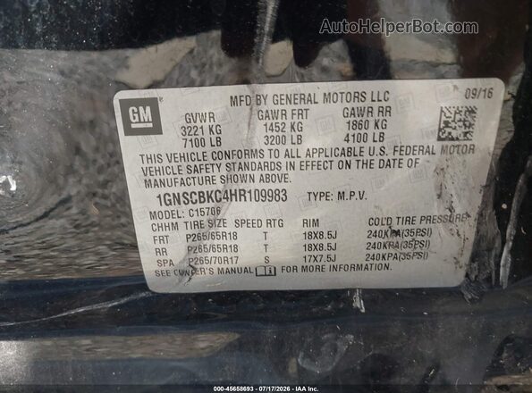 1GNSCBKC4HR109983 2017 CHEVROLET TAHOE Black Widok komory silnika