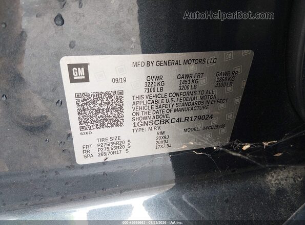 1GNSCBKC4LR179024 2020 CHEVROLET TAHOE Blue ძრავის განყოფილების ხედი