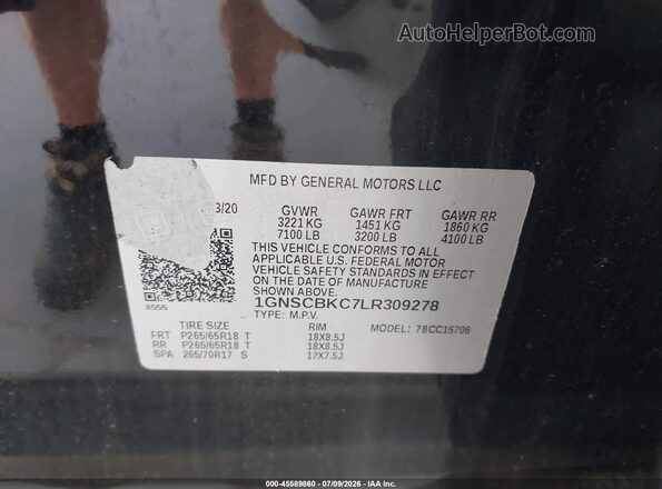1GNSCBKC7LR309278 2020 CHEVROLET TAHOE Черный Вид подкапотного пространства