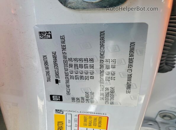 1GNSCLED0PR448541 2023 CHEVROLET TAHOE White Widok wnętrza 360 stopni