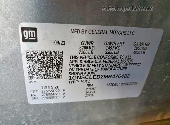 1GNSCLED2MR476482 2021 CHEVROLET TAHOE Gray Շարժիչի բաժամունքի տեսք