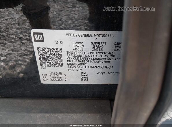 1GNSCLED6PR204604 2023 CHEVROLET TAHOE Black Вид підкапотного простору