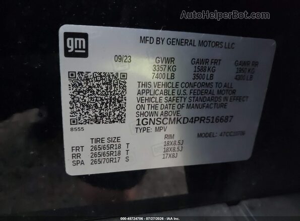 1GNSCMKD4PR516687 2023 CHEVROLET TAHOE Черный Вид подкапотного пространства