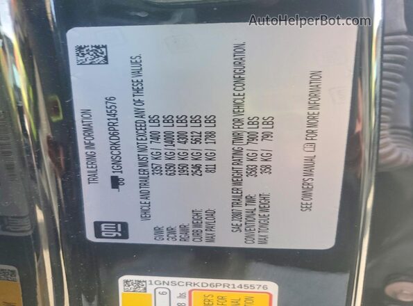 1GNSCRKD6PR145576 2023 CHEVROLET TAHOE Black სალონის 360-გრადუსიანი ხედი