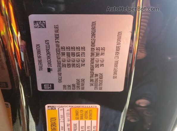 1GNSCRKD6PR311479 2023 CHEVROLET TAHOE Black Widok wnętrza 360 stopni
