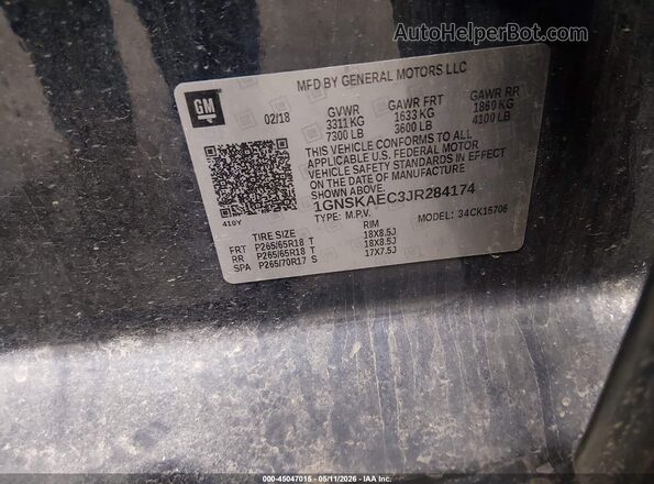 1GNSKAEC3JR284174 2018 CHEVROLET TAHOE Blue Вид підкапотного простору